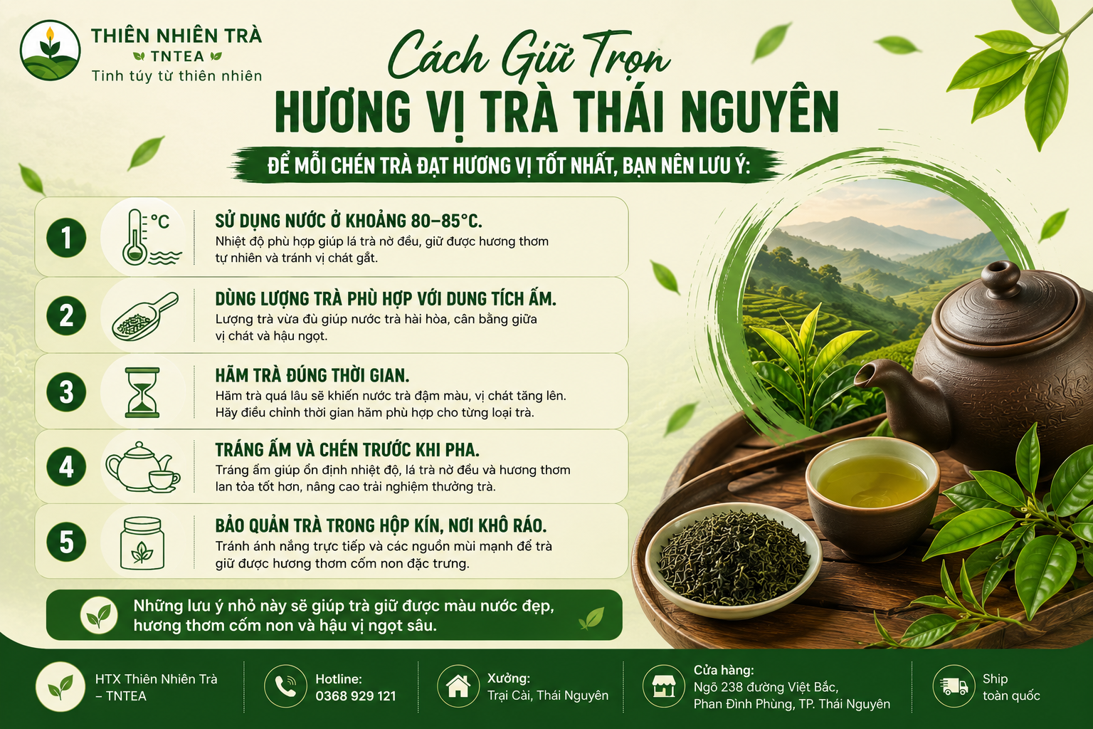 Pha trà Thái Nguyên đúng cách